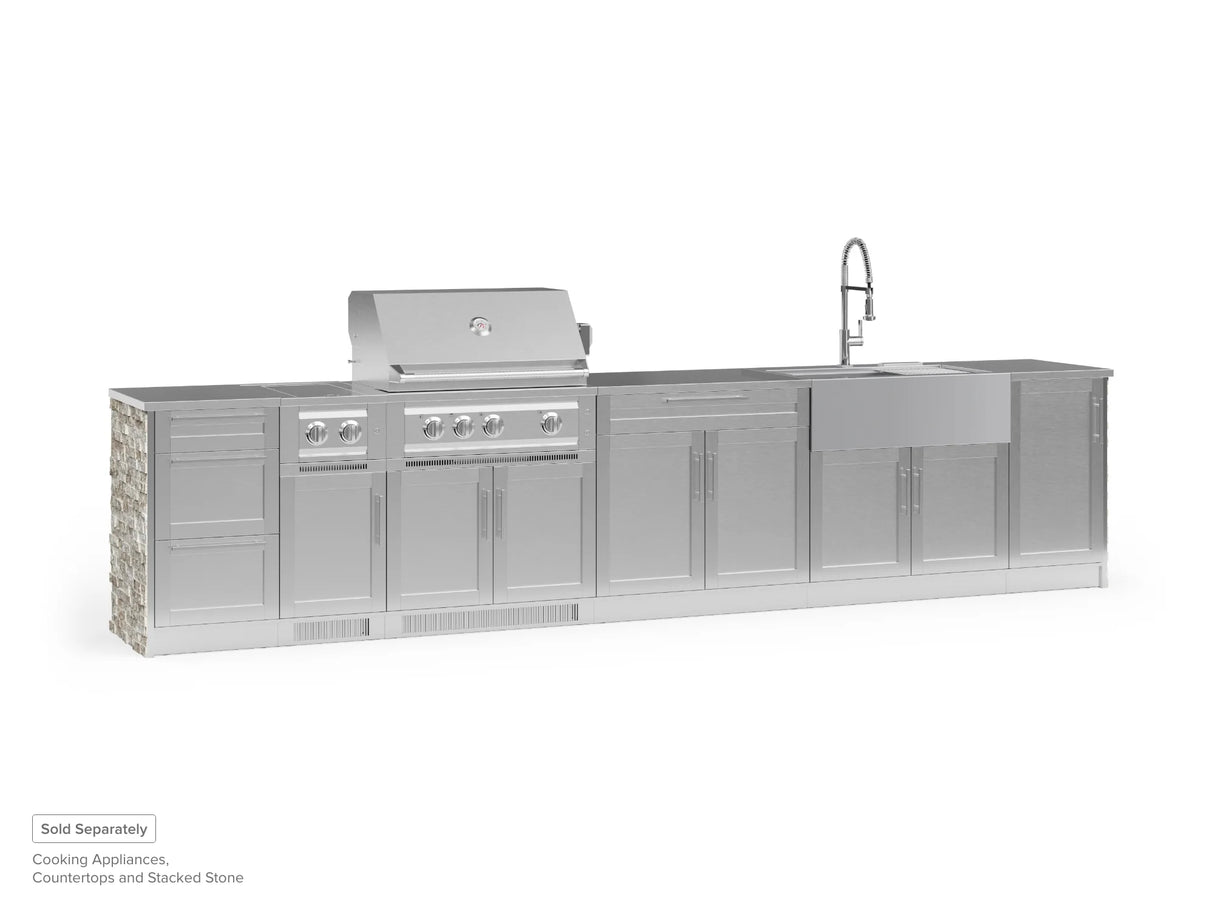 Outdoor Kitchen Signature Series 8 Piece Cabinet Set with Dual Side Burner, Sink and Grill Cabinet