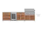 Outdoor Kitchen Stainless Steel 4 Piece Cabinet Set with 3-Drawer, Bar, Grill Cabinet and Fridge