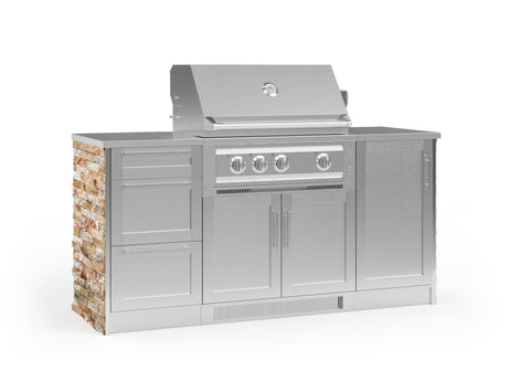 Outdoor Kitchen Signature Series 6 Piece Cabinet Set with Platinum Grill, 3 Drawer, 1 Door and Grill Cabinet