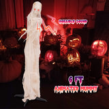 6FT Halloween Animated Standing Mummy with LED Red Glowing Eyes