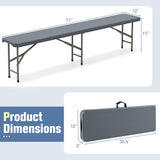 6 Feet Plastic Folding Bench Portable Seat with Handle and Lock-Gray
