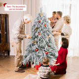 6 Feet Pre-Lit Snow Flocked Christmas Tree with Warm White LED Lights-6 ft