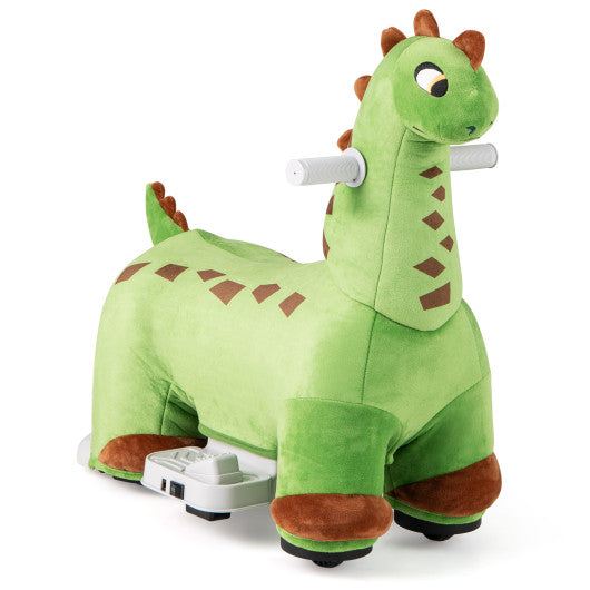 6V Kids Ride on Dinosaur with Foot Pedal and Padded Seat and Music-Green