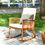 Outdoor Acacia Wood Rocking Chair with Detachable Washable Cushions