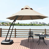 11 Feet Outdoor Cantilever Hanging Umbrella with Base and Wheels-Tan