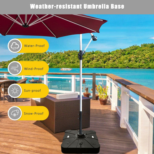 260 lbs Offset Patio Umbrella Base with Wheels Sand Water Filled