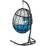 Hanging Cushioned Hammock Chair with Stand-Blue