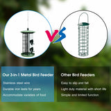 3-in-1 Metal Hanging Wild Bird Feeder with 4 Feeding Ports and Perches