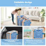 16-Panel Foldable Playpen Kids Activity Center with Lockable Door
