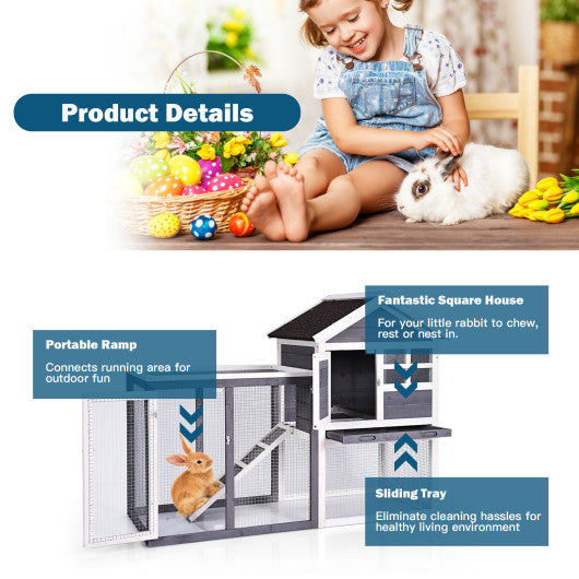 Outdoor Wooden Rabbit hutch-Gray