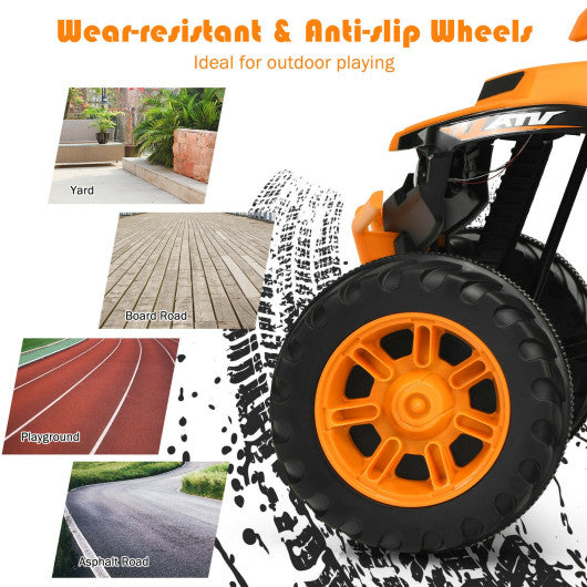 12V Kids Ride on ATV with LED Lights and Treaded Tires and LED lights-Orange