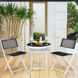 3 Pieces Patio Folding Bistro Set for Balcony or Outdoor Space-Black