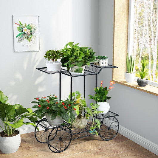 6-Tier Garden Cart Flower Rack Display Decor Pot Plant Holder