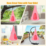 32 Inch Kids Nest Swing Chair Hanging Hammock Seat for Indoor and Outdoor-Pink