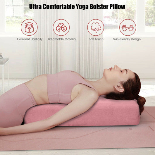 Yoga Bolster Pillow with Washable Cover and Carry Handle-Pink