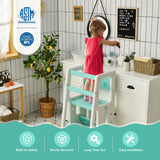 Kids Kitchen Step Stool with Double Safety Rails-Green