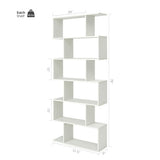 6 Tier S-Shaped Bookshelf Storage Display Bookcase Decor Z-Shelf -White