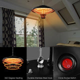 1500W Electric Hanging Ceiling Mounted Infrared Heater with Remote Control-Black