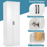 70 Inch Freestanding Storage Cabinet with 2 Doors and 5 Shelves-White