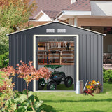 9 x 6 Feet Metal Storage Shed for Garden and Tools-Gray