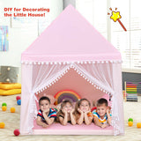 Kids Play Tent Large Playhouse Children Play Castle Fairy Tent Gift with Mat-Pink