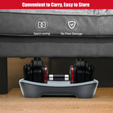 55 Lbs Adjustable Dumbbell with 18 Weights Storage Tray for Gym Home Office