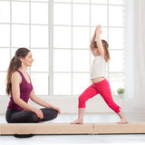 7 Feet Folding Portable Floor Balance Beam with Handles for Gymnasts-Brown