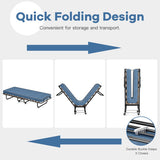 Portable Folding Bed with Memory Foam Mattress and Sturdy Metal Frame Made in Italy-Navy