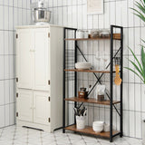 4 -Tier Industrial Open Storage Bookshelf-Coffee