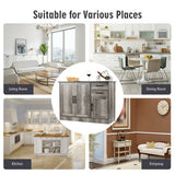 Buffet Storage Cabinet Kitchen Sideboard with 2 Drawers-Gray