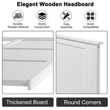 Full Wood Headboard Flat Panel with Pre-drilled Holes and Height Adjustment-White