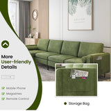 Modular L-shaped 4-Seat Sectional Sofa with Reversible Chaise and 2 USB Socket-Army Green