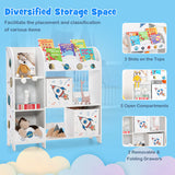 Wooden Children Storage Cabinet with Storage Bins-Rocket Pattern