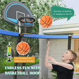 8 Feet Recreational Trampoline with Basketball Hoop and Net Ladder