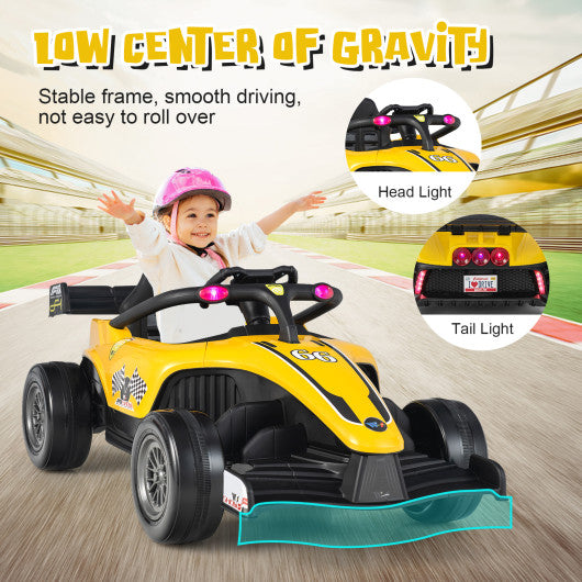 12V Kids Ride on Electric Formula Racing Car with Remote Control-Yellow