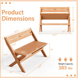 2-Person Indonesia Teak Wood Folding Outdoor Benches with Slatted Seat