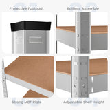 35.5 x 71 Inch Adjustable 5-Layer 2000 lbs Capacity Tool Shelf-Silver