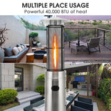 40000 BTU Stainless Steel Round Glass Tube Patio Heaters