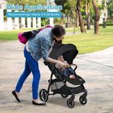 5-Point Harness Lightweight Infant Stroller with Foot Cover and Adjustable Backrest-Black