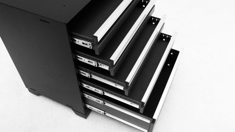 Pro Series 7 Piece Cabinet Set with Base, Wall, Tool Drawer Cabinet, Lockers and 56 In. Worktop