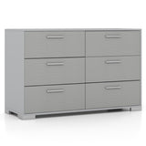 6 Drawer Storage Cabinet with Metal Legs Handles with Anti-Toppling Devices-Grey