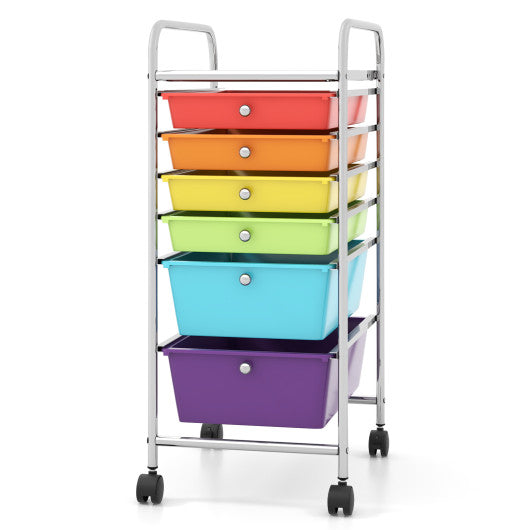 6 Drawers Rolling Storage Cart Organizer-Multicolor