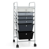 6 Drawers Rolling Storage Cart Organizer-Mixed Black