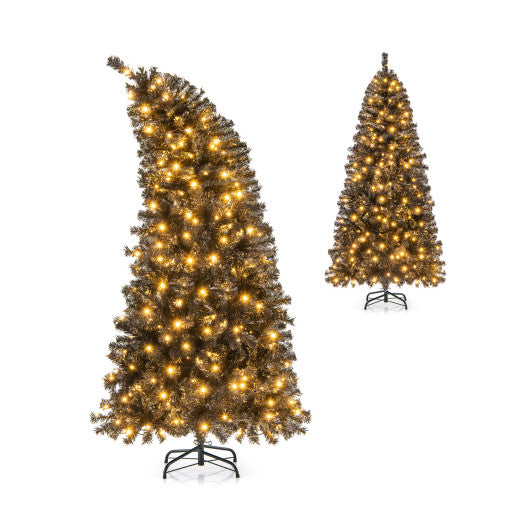 6/7 FT Artificial Christmas Tree with Bendable Top Section and Warm Light-6 FT