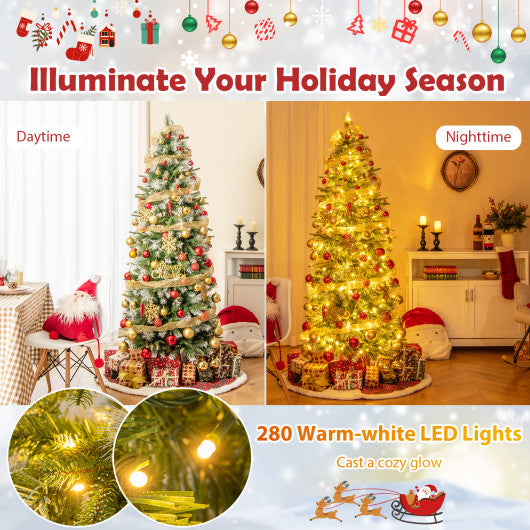 6/7.5/9 FT Artificial Christmas Tree with Warm-White LED Lights-S