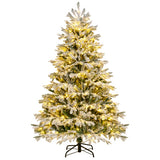 4.5/6/7 FT Artificial Pre-Lit Christmas Tree Hinged Xmas Tree with Warm White LED lights-6 ft