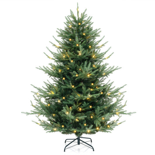 6 FT Pre-Lit Artificial Hinged Xmas Tree with 778 PVC and PE Branch Tips-M