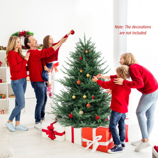 6 FT Pre-Lit Artificial Hinged Xmas Tree with 778 PVC and PE Branch Tips-M