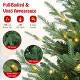 6 FT Pre-Lit Artificial Hinged Xmas Tree with 778 PVC and PE Branch Tips-M