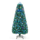 5/6/7 FT Pre-Lit Fiber Optic Christmas Tree with 148/185/226 Multi-Color LED Lights and Top Star Light-6 ft